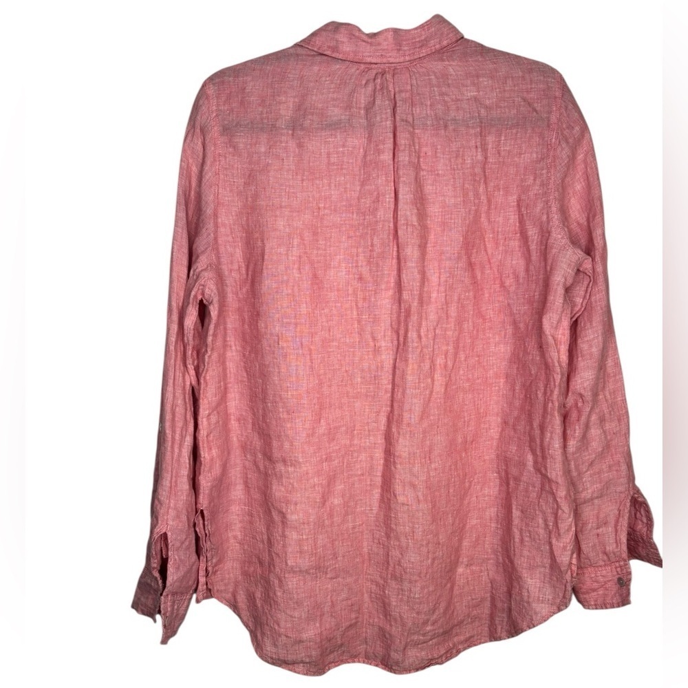 ANTIBES BLANC Linen Casual Salmon Pink Popover Blouse Size XL - Picture 8 of 12